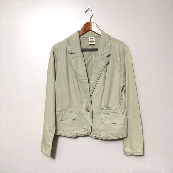 Faded Glory Originals Womens Sage Green Blazer Jacket Size 14 Cotton Missy - Picture 1 of 7